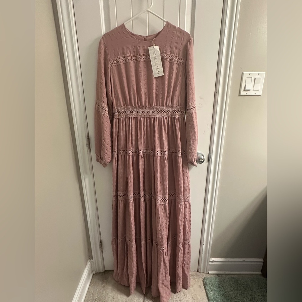 Chic Mauve Long Sleeve Maxi Dress
